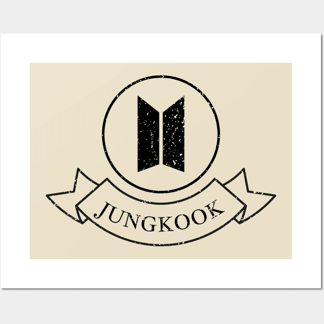 BTS Jungkook grunge retro logo Wall Art by Oricca